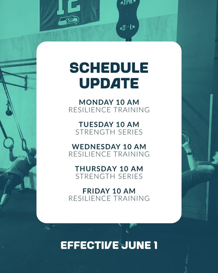 Weekday Class Time Update Starting June 1